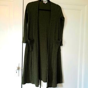 Green ribbed lularoe cardigan